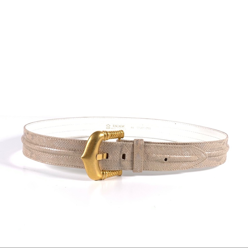Escada Vintage Pearl Snake Belt with Gold …